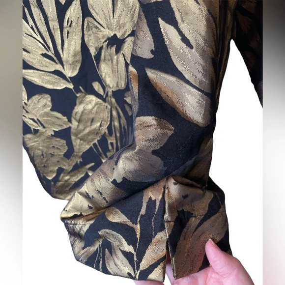 Bryn Walker Yael Folie D' Oro Jacquard Metallic Floral Print Top Size Small - Picture 8 of 11